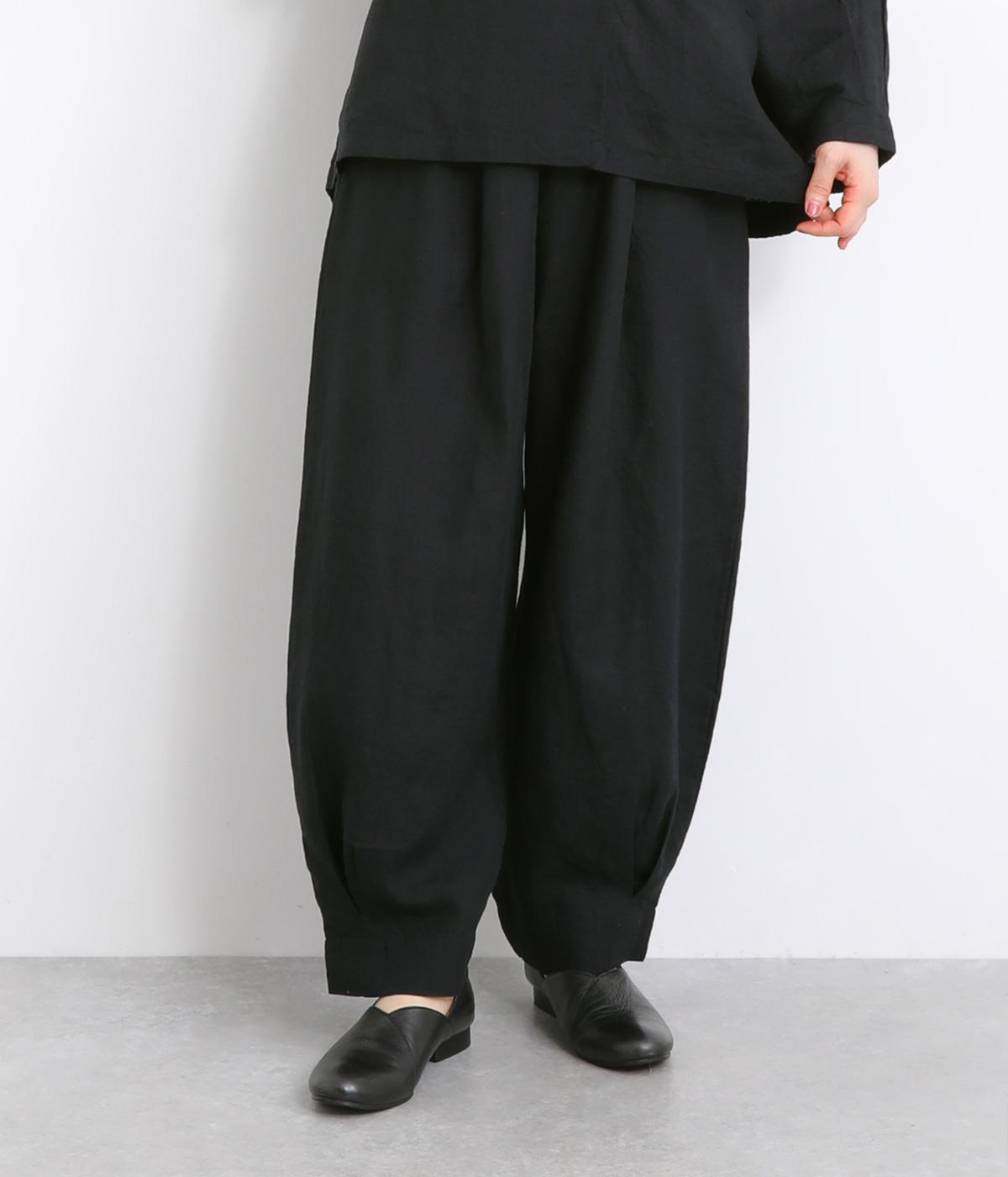 リネンタックコクーンパンツ(ブラック-ONESIZE)