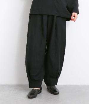 リネンタックコクーンパンツ(ブラック-ONESIZE)