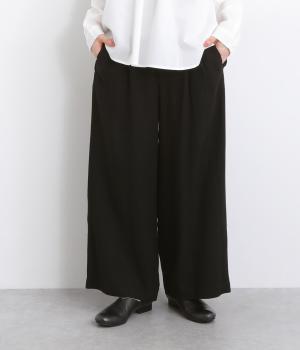リネンレーヨンワイドパンツ(ブラック-ONESIZE)
