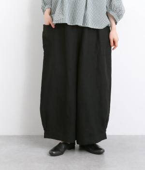 リネンサイドポケットパンツ(ブラック-ONESIZE)