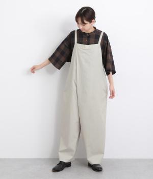 コットンツイルラップサロペット(ライトグレー-ONESIZE)