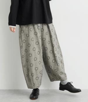 コットンリネンサークル刺繍コクーンパンツ(チドリ-F)