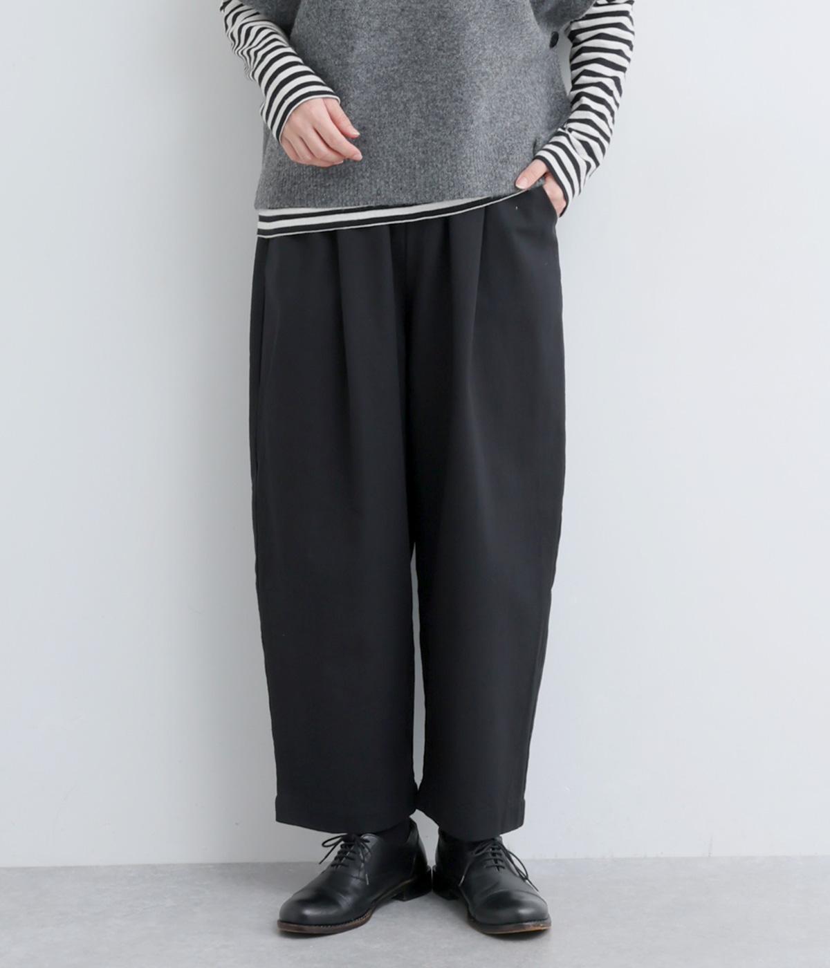 コットン　後ポケット配色パイピングパンツ(ブラック-F)