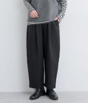 コットン　後ポケット配色パイピングパンツ(ブラック-F)