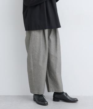コットン　後ポケット配色パイピングパンツ(ヘリンボーン-F)