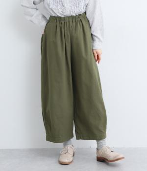 コットンリネン　ワイドパンツ(カーキ-F)
