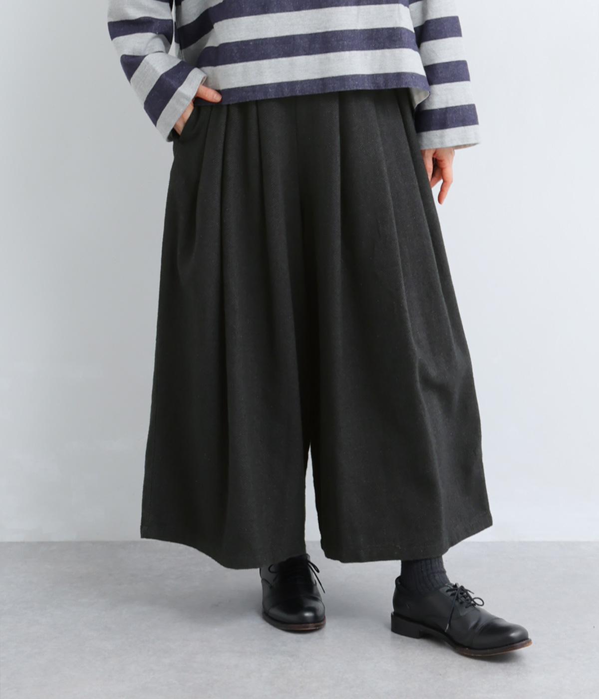 コットンリネン太番手ツイルワイドパンツ(ダークグレー-F)