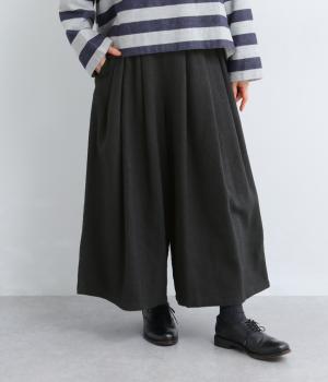 コットンリネン太番手ツイルワイドパンツ(ダークグレー-F)