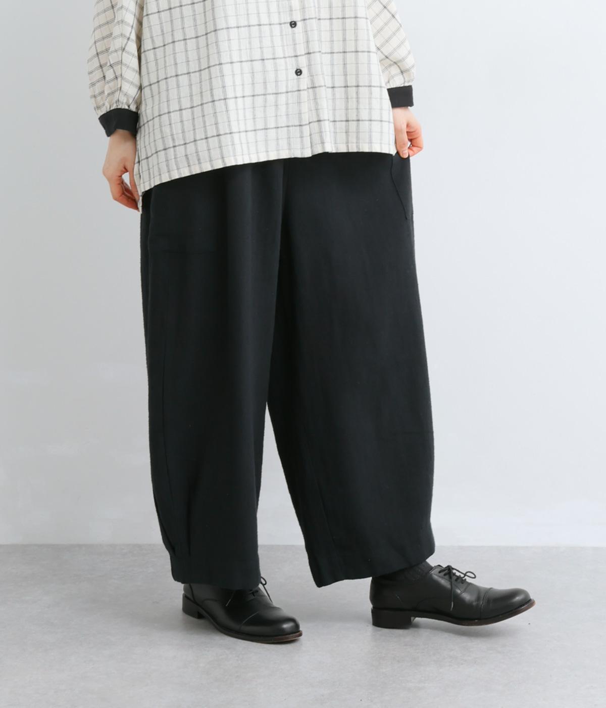 コットンリネンヘリンボーンサイドポケットパンツ(ブラック-F)
