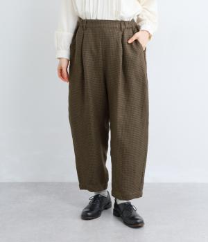 リネン太番手タックテーパードパンツ