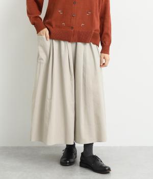 細コーデュロイサイドポケットスカート(アイボリー-F)