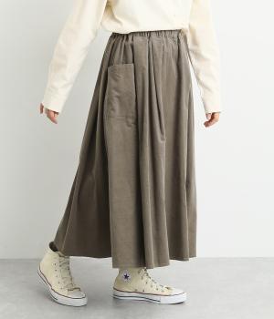 細コーデュロイサイドポケットスカート(グレー-F)