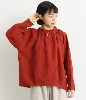 リネンフリルコクーンブラウス(レッド-F)