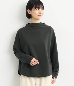 裏毛カットソーモックネックプルオーバー(ダークグレー-F)