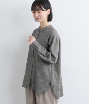 ヘリンボーン　シャツチュニック(ブラック-F)