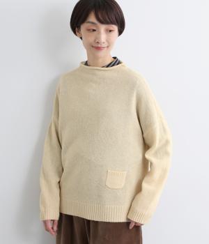 ウール混　ボトルネックプルオーバー(ナチュラル-F)