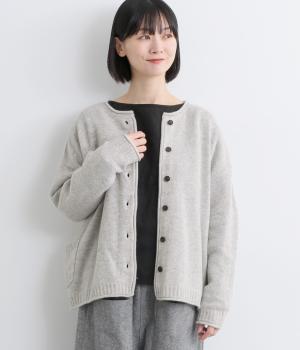 ウール混　サイドポケット2wayニットカーディガン(ライトグレー-F)