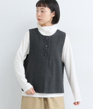 コットンリネンオックス　ベスト(ダークグレー-F)