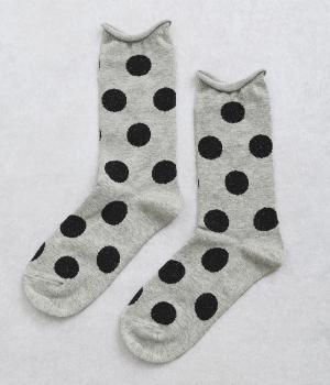 コットンドットソックス(ライトグレー×ブラック-F)