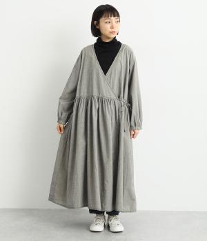 コットン細番手タッセルリボン2wayカシュクールワンピース(チドリ-F)