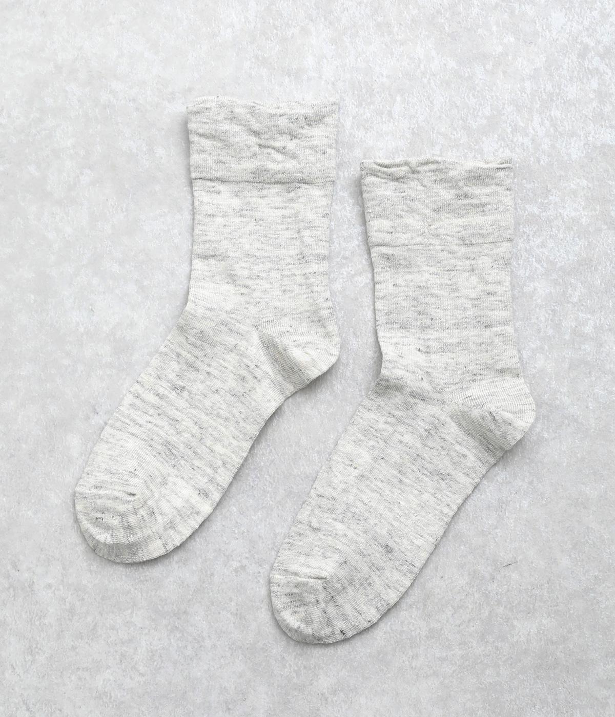 リネン無地ソックス(ライトグレー-F)