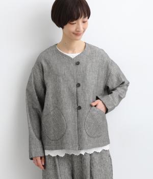 コットンリネンヘリンボーンジャケット(ヘリンボン-F)