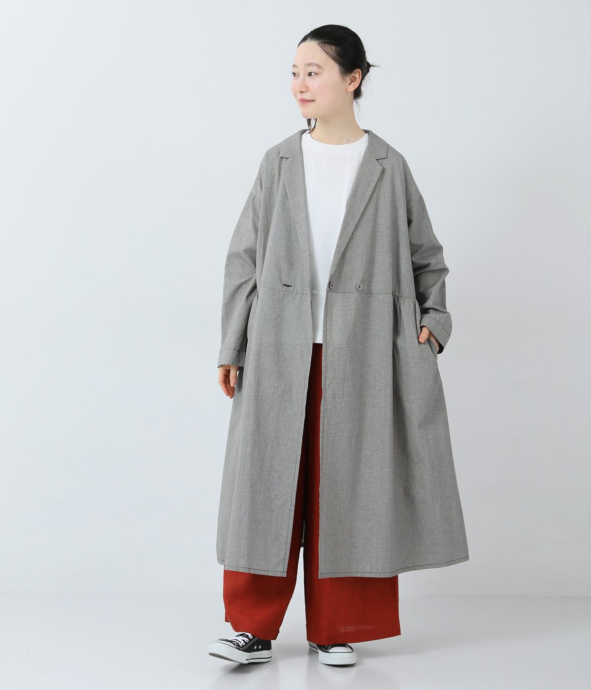 コットンリネンポプリン　切替えギャザーコート(チドリ-F)