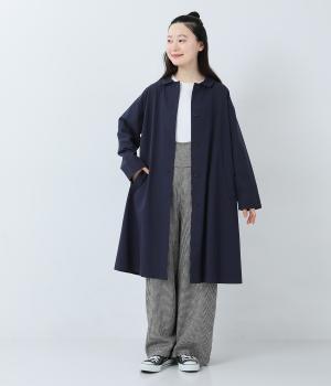 コットンポプリン　ステンカラーコート(ネイビー-F)