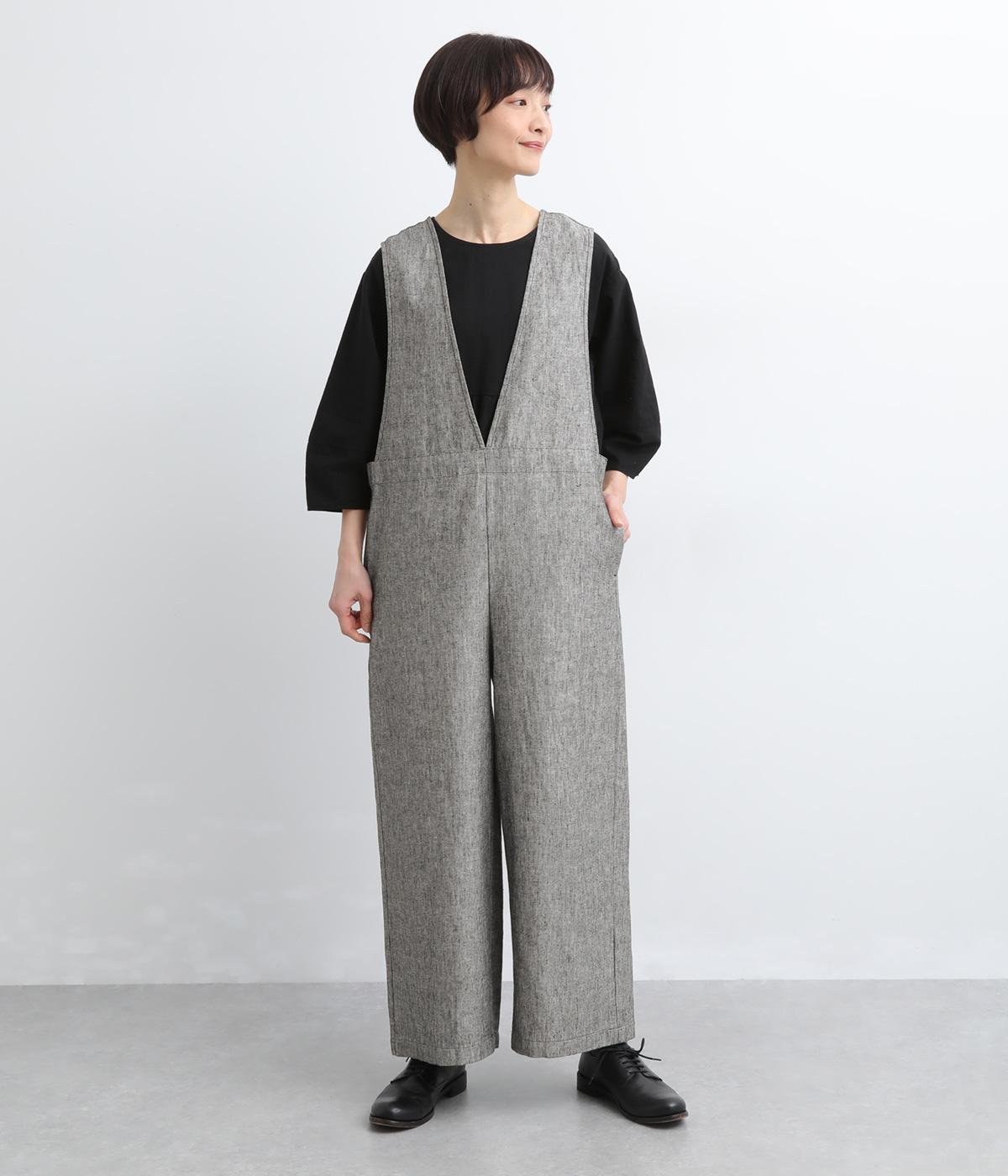 コットンリネンヘリンボーンサロペット(ヘリンボン-F)