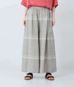 リネンパネルチェック　ワイドパンツ