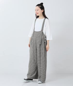 リネンレーヨンへリンボン　サロペット(ギンガム-F)