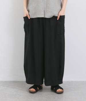 コットンリネンへリンボン　ポケットパンツ(ブラック-F)