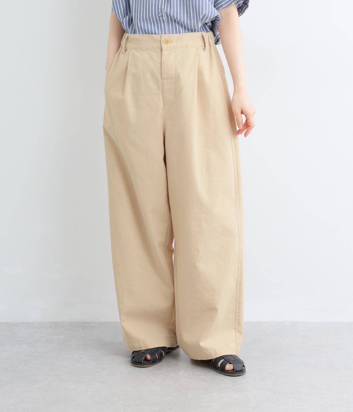 コットンリネンタックワイドパンツ｜blue willow（ブルーウィロウ）の