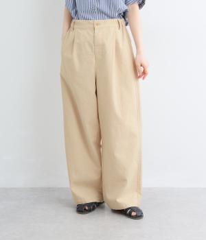 コットンリネンタックワイドパンツ(ベージュ-F)
