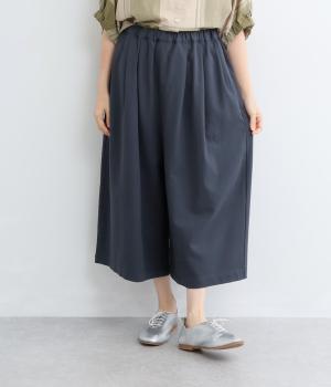 コットン三つ綾ワイドクロップドパンツ(ネイビー-F)