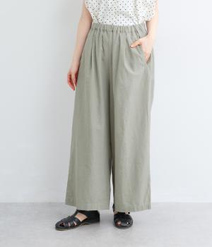 コットンリネンワイドパンツ(ライトグリーン-F)