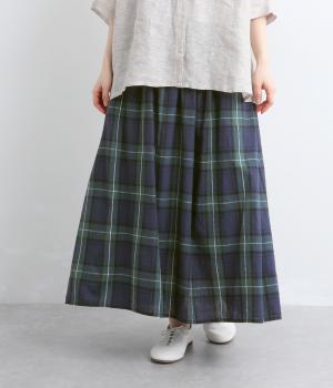 コットンリネンチェックスカート