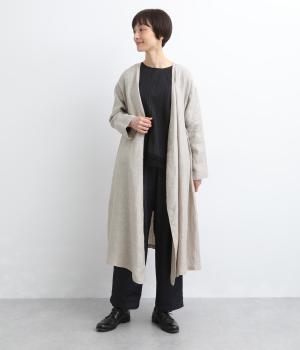 リネンヘリンボーンカシュクールはおり(グレー-F)