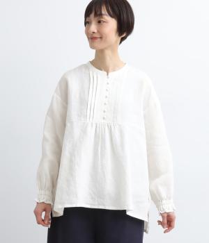 リネンピンタックブラウス(ホワイト-F)