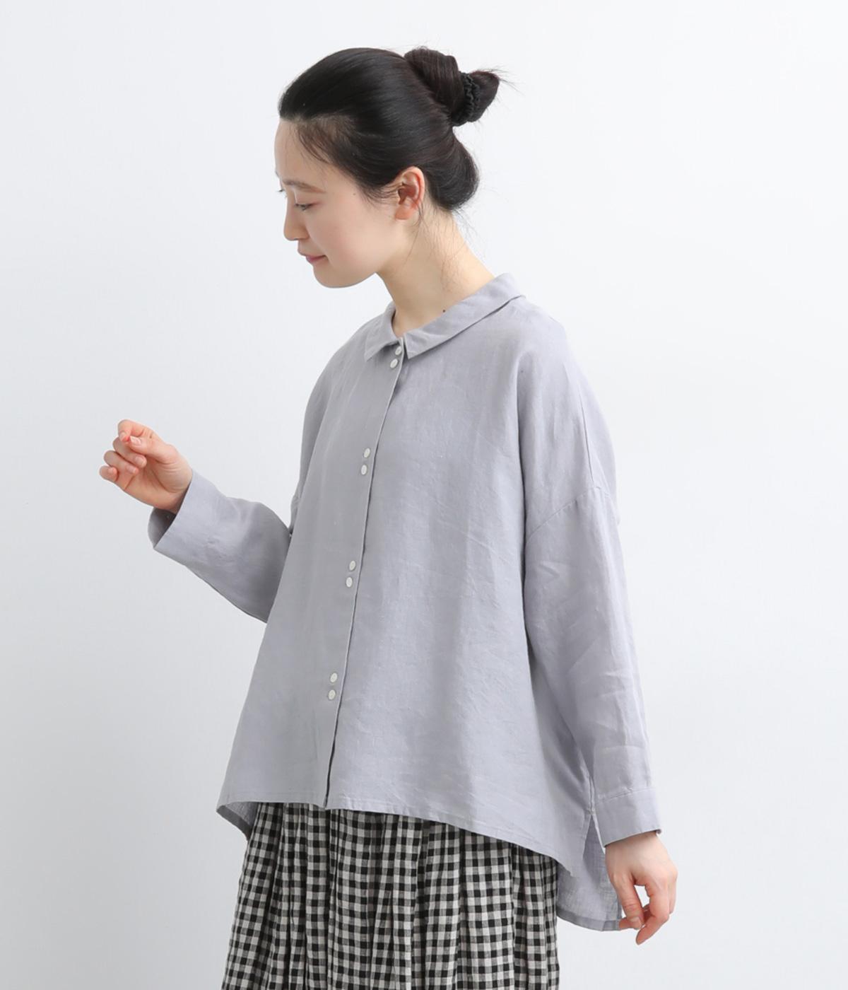 blue willow ⿻ リネンコットン チェックブラウス 2wey ゆったり 