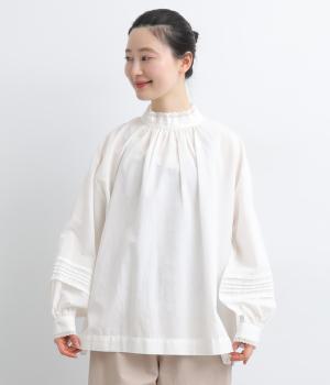 コットンリネン細番手レースブラウス