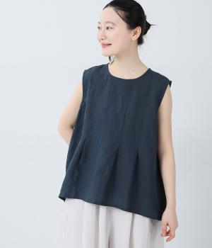 リネンノースリーブブラウス
