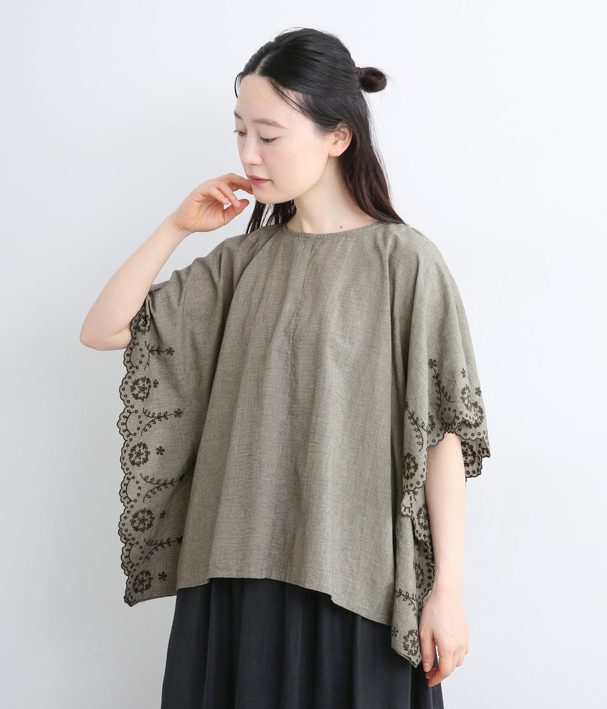 コットンリネンスカラップ刺繍ワイドブラウス｜blue willow（ブルー 