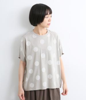ソフト天竺ドットプリントTシャツ(ライトグレー-F)