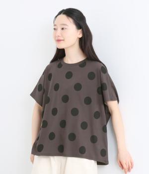 ソフト天竺ドットプリントTシャツ(ダークグレー-F)