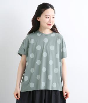 ソフト天竺ドットプリントTシャツ(ライトブルー-F)
