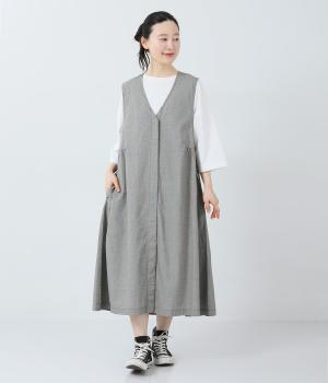 コットンリネンポプリン　ジャンパースカート