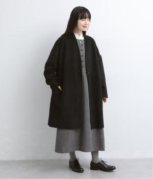メルトンフリース　ロングコート（ブラック・F）