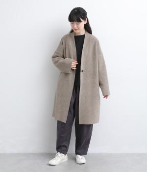 メルトンフリース　ロングコート（ベージュ・F）
