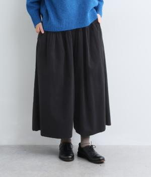 コットン細コーデュロイ切替ギャザーパンツ（ダークグレー・F）